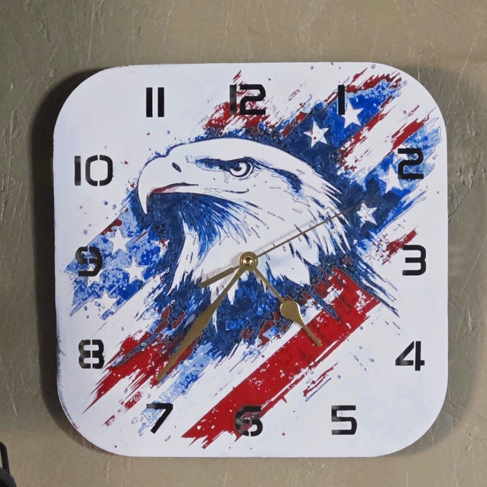 Patriotic Eagle Wall Clock - Red, Blue, White